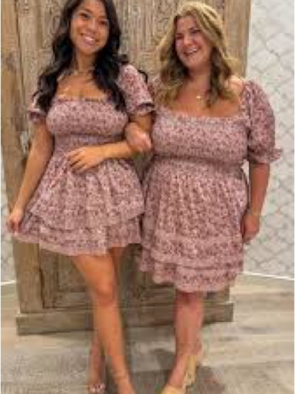 NWT ARULA Pink Floral Smocked Mini Dress Size B 14 16